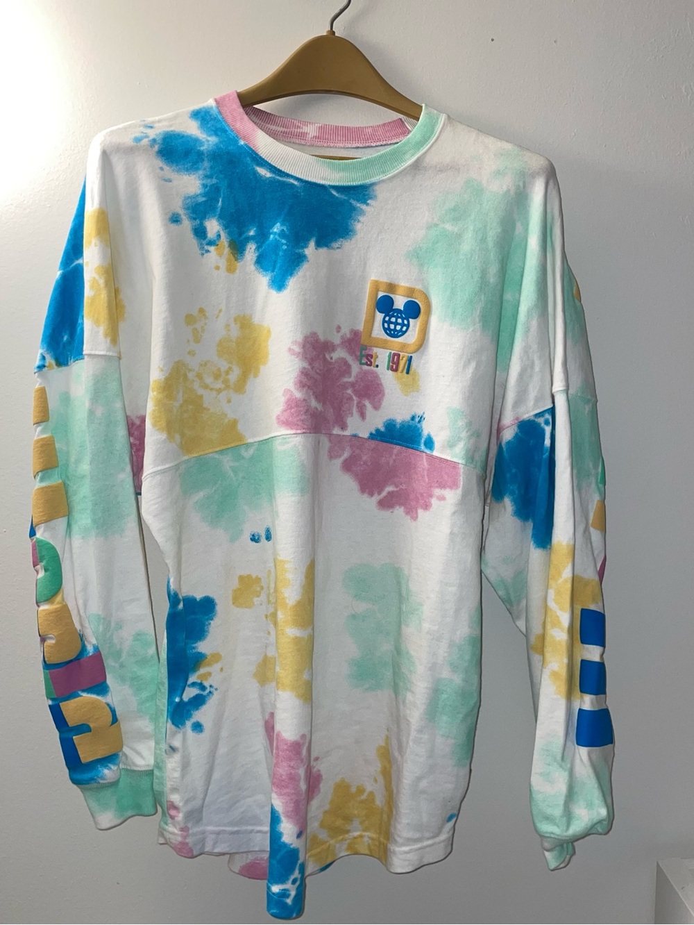 Disney Spirit Jersey Tie Dye White Walt Disney World Long Sleeve Shirt Size S